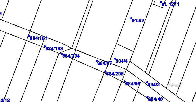 Parcela st. 908/6 v KÚ Bystřice pod Hostýnem, Katastrální mapa