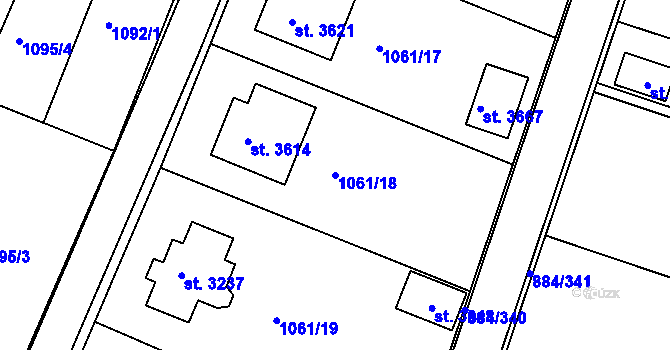 Parcela st. 1061/18 v KÚ Bystřice pod Hostýnem, Katastrální mapa