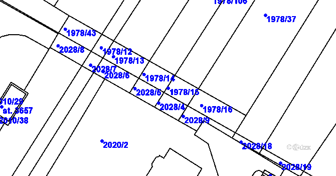 Parcela st. 1978/15 v KÚ Bystřice pod Hostýnem, Katastrální mapa