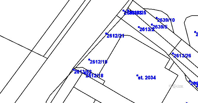 Parcela st. 2612/10 v KÚ Bystřice pod Hostýnem, Katastrální mapa