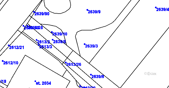 Parcela st. 2639/3 v KÚ Bystřice pod Hostýnem, Katastrální mapa
