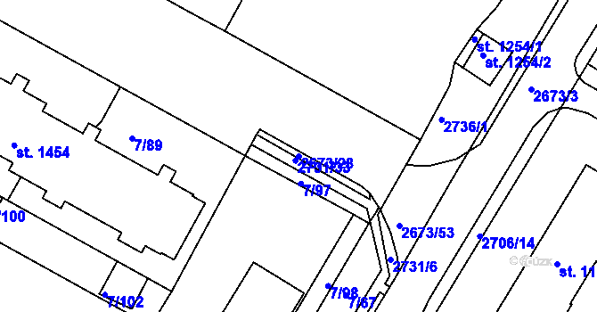Parcela st. 2673/28 v KÚ Bystřice pod Hostýnem, Katastrální mapa