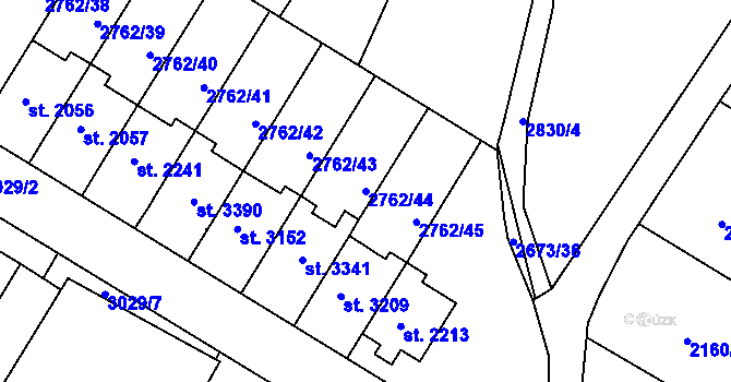 Parcela st. 2762/44 v KÚ Bystřice pod Hostýnem, Katastrální mapa