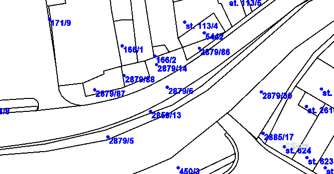 Parcela st. 2879/6 v KÚ Bystřice pod Hostýnem, Katastrální mapa