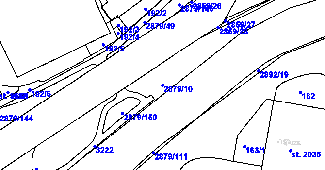 Parcela st. 2879/10 v KÚ Bystřice pod Hostýnem, Katastrální mapa