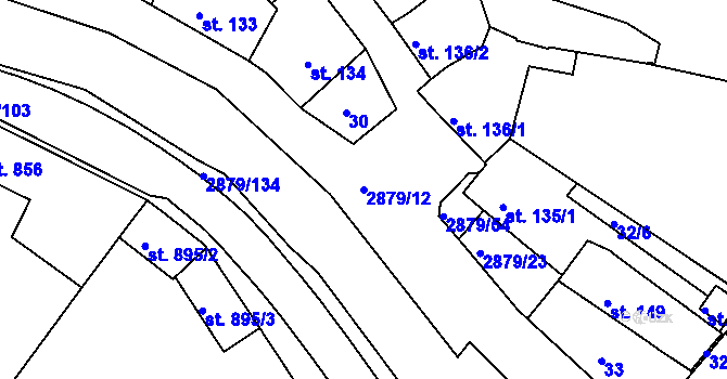 Parcela st. 2879/12 v KÚ Bystřice pod Hostýnem, Katastrální mapa