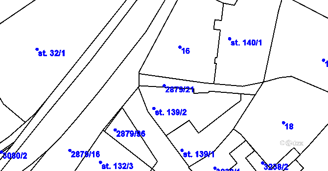 Parcela st. 2879/21 v KÚ Bystřice pod Hostýnem, Katastrální mapa