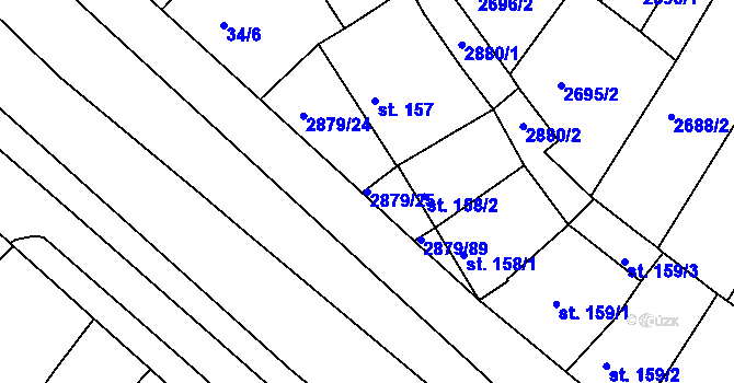 Parcela st. 2879/25 v KÚ Bystřice pod Hostýnem, Katastrální mapa