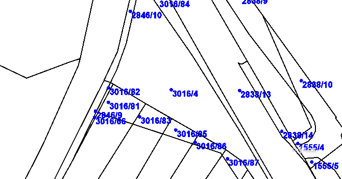 Parcela st. 3016/4 v KÚ Bystřice pod Hostýnem, Katastrální mapa
