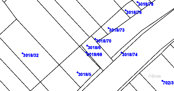 Parcela st. 3018/6 v KÚ Bystřice pod Hostýnem, Katastrální mapa