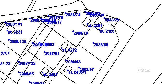 Parcela st. 2088/61 v KÚ Bystřice pod Hostýnem, Katastrální mapa