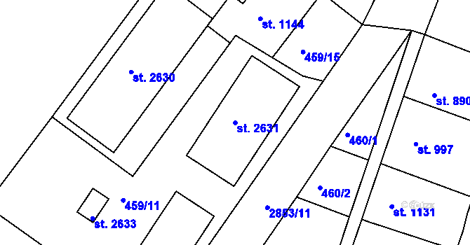 Parcela st. 2631 v KÚ Bystřice pod Hostýnem, Katastrální mapa
