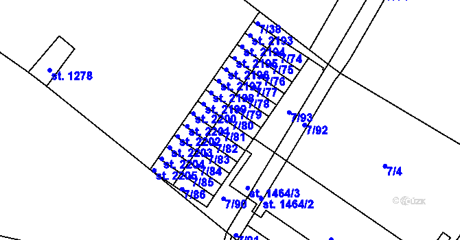 Parcela st. 7/80 v KÚ Bystřice pod Hostýnem, Katastrální mapa