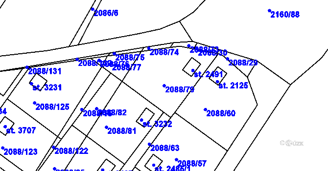 Parcela st. 2088/79 v KÚ Bystřice pod Hostýnem, Katastrální mapa