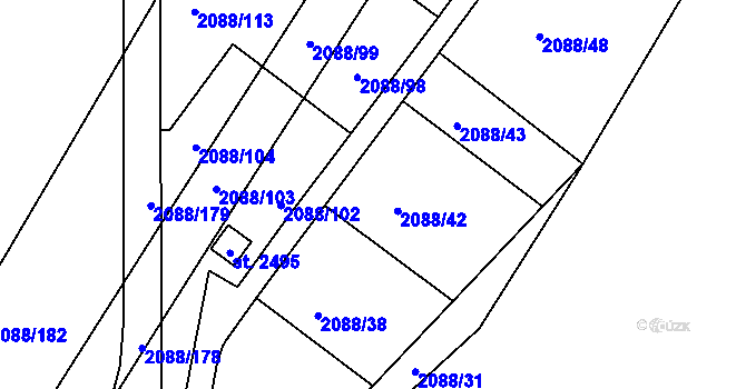 Parcela st. 2088/108 v KÚ Bystřice pod Hostýnem, Katastrální mapa