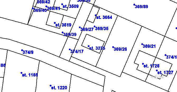 Parcela st. 3235 v KÚ Bystřice pod Hostýnem, Katastrální mapa