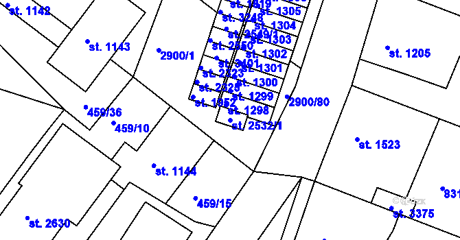 Parcela st. 2532/1 v KÚ Bystřice pod Hostýnem, Katastrální mapa