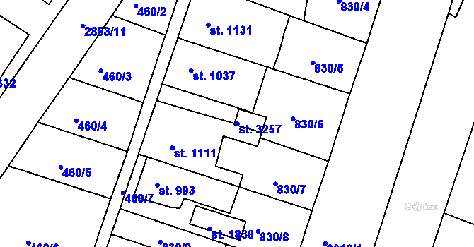 Parcela st. 3257 v KÚ Bystřice pod Hostýnem, Katastrální mapa