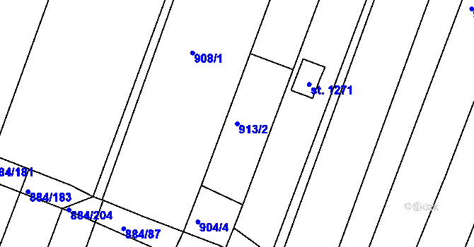 Parcela st. 913/2 v KÚ Bystřice pod Hostýnem, Katastrální mapa