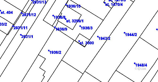 Parcela st. 3300 v KÚ Bystřice pod Hostýnem, Katastrální mapa