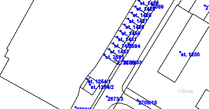 Parcela st. 2581 v KÚ Bystřice pod Hostýnem, Katastrální mapa