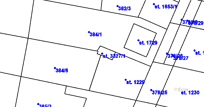 Parcela st. 3327/1 v KÚ Bystřice pod Hostýnem, Katastrální mapa
