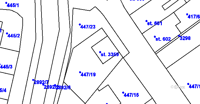 Parcela st. 3359 v KÚ Bystřice pod Hostýnem, Katastrální mapa