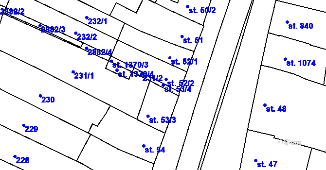 Parcela st. 53/4 v KÚ Bystřice pod Hostýnem, Katastrální mapa