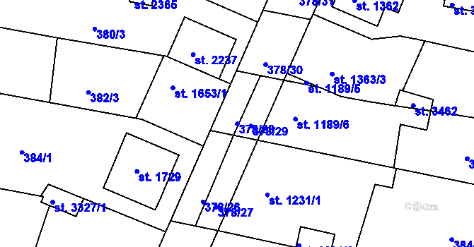 Parcela st. 378/28 v KÚ Bystřice pod Hostýnem, Katastrální mapa