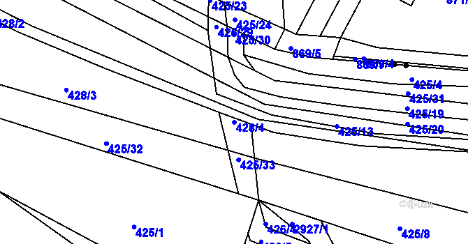 Parcela st. 428/4 v KÚ Bystřice pod Hostýnem, Katastrální mapa