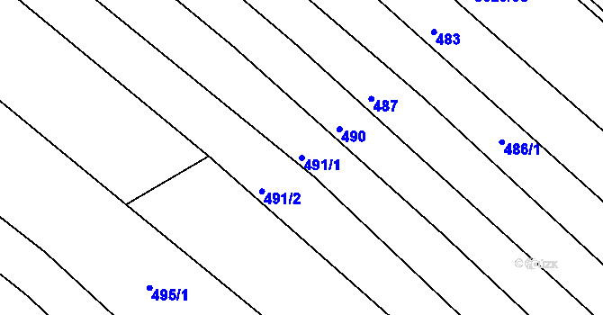 Parcela st. 491/1 v KÚ Bystřice pod Hostýnem, Katastrální mapa