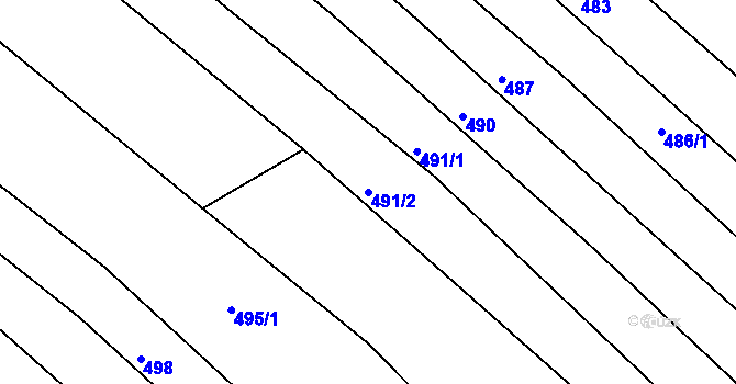 Parcela st. 491/2 v KÚ Bystřice pod Hostýnem, Katastrální mapa
