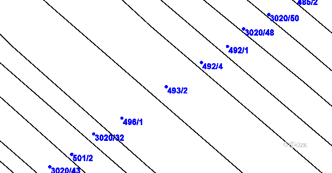 Parcela st. 493/2 v KÚ Bystřice pod Hostýnem, Katastrální mapa