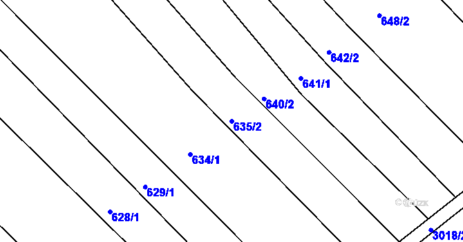 Parcela st. 635/2 v KÚ Bystřice pod Hostýnem, Katastrální mapa