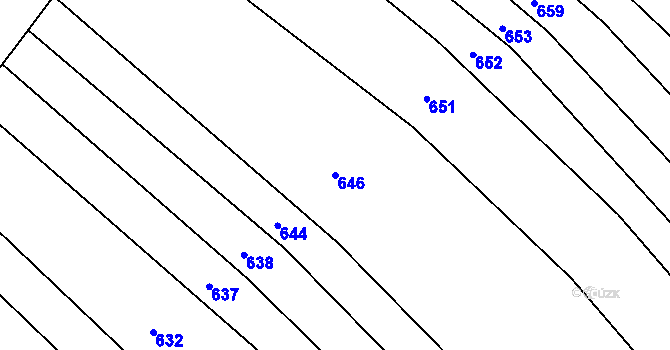 Parcela st. 646 v KÚ Bystřice pod Hostýnem, Katastrální mapa