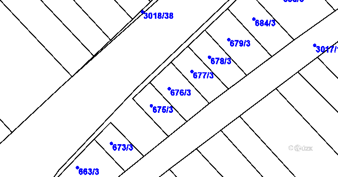 Parcela st. 676/3 v KÚ Bystřice pod Hostýnem, Katastrální mapa