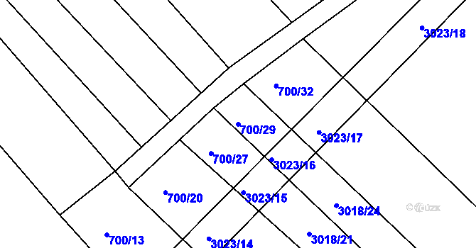 Parcela st. 700/29 v KÚ Bystřice pod Hostýnem, Katastrální mapa