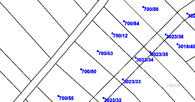 Parcela st. 700/53 v KÚ Bystřice pod Hostýnem, Katastrální mapa