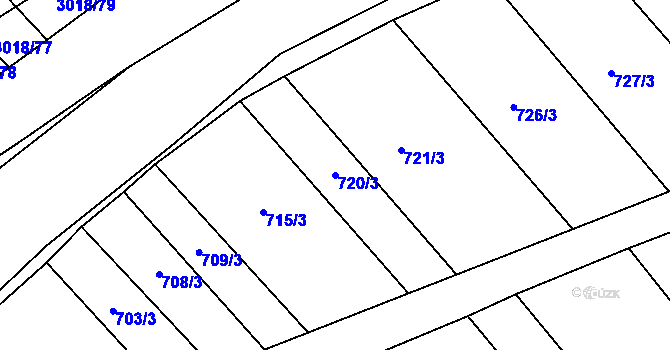 Parcela st. 720/3 v KÚ Bystřice pod Hostýnem, Katastrální mapa