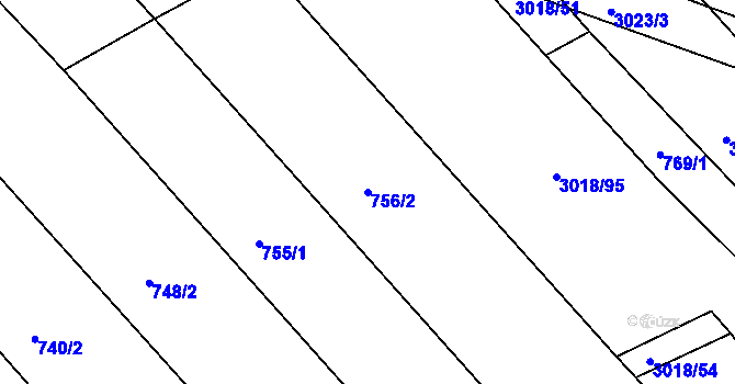 Parcela st. 756/2 v KÚ Bystřice pod Hostýnem, Katastrální mapa
