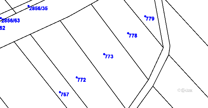 Parcela st. 773 v KÚ Bystřice pod Hostýnem, Katastrální mapa