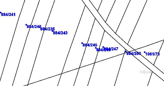 Parcela st. 884/245 v KÚ Bystřice pod Hostýnem, Katastrální mapa