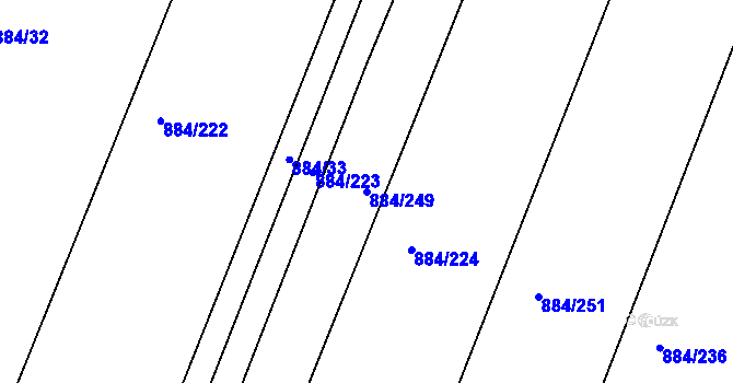 Parcela st. 884/249 v KÚ Bystřice pod Hostýnem, Katastrální mapa