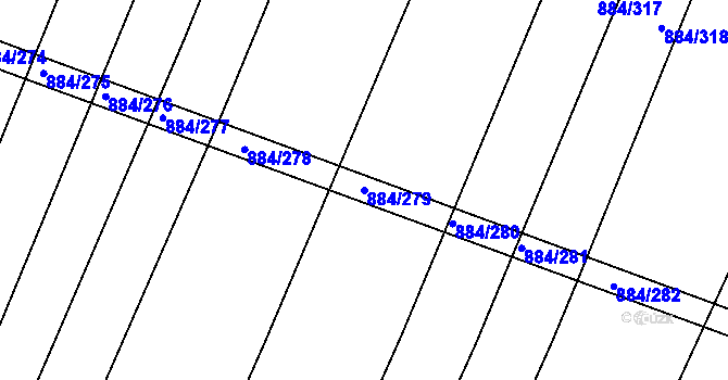 Parcela st. 884/279 v KÚ Bystřice pod Hostýnem, Katastrální mapa