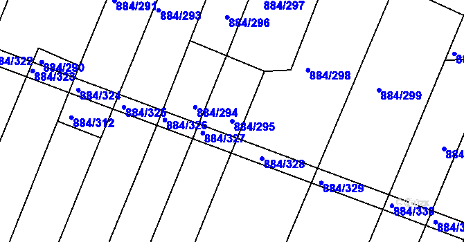 Parcela st. 884/295 v KÚ Bystřice pod Hostýnem, Katastrální mapa
