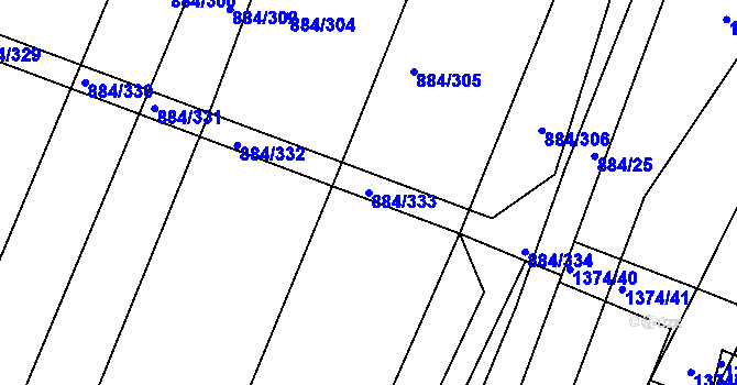 Parcela st. 884/333 v KÚ Bystřice pod Hostýnem, Katastrální mapa