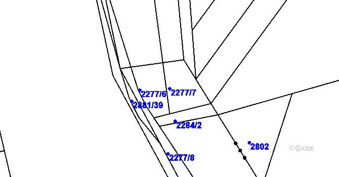 Parcela st. 2277/7 v KÚ Bystřice pod Hostýnem, Katastrální mapa