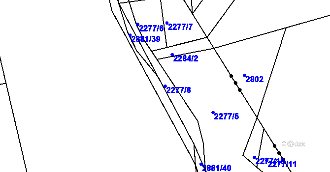 Parcela st. 2277/8 v KÚ Bystřice pod Hostýnem, Katastrální mapa