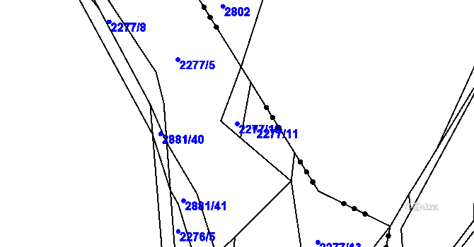 Parcela st. 2277/10 v KÚ Bystřice pod Hostýnem, Katastrální mapa