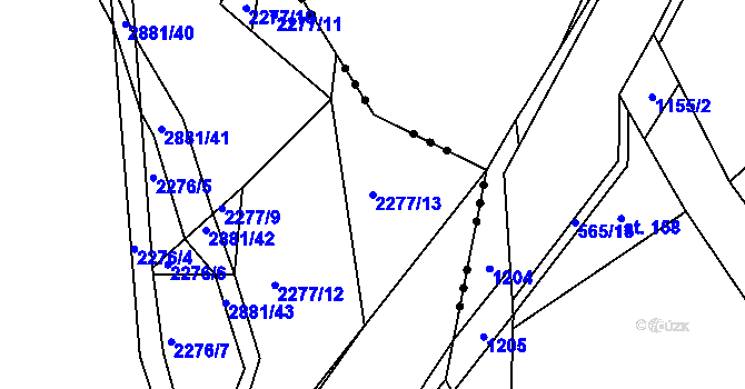 Parcela st. 2277/13 v KÚ Bystřice pod Hostýnem, Katastrální mapa